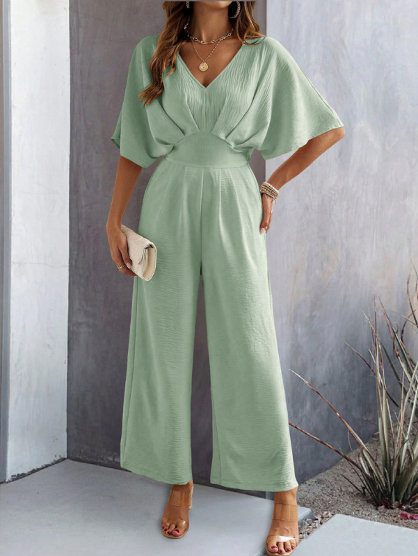 Wide-leg Short-sleeve Jumpsuit