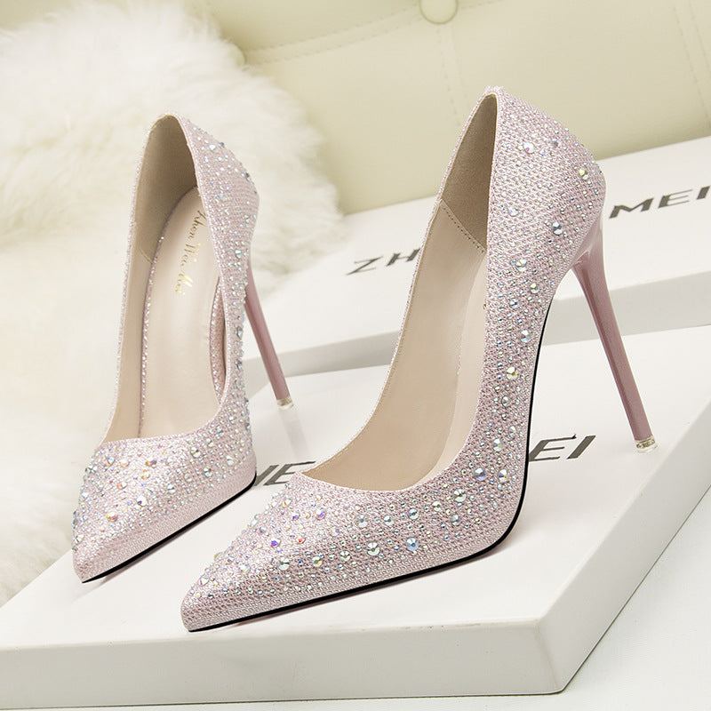 Rhinestone Pointed Toe Stiletto Heels