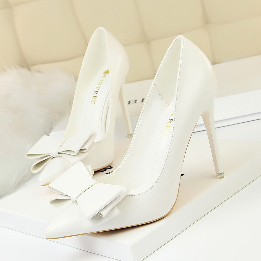 Bow Pointed Toe High Heel Shoes