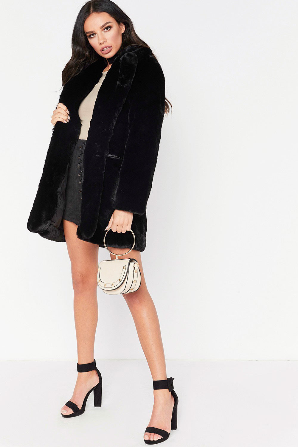 Faux Fur Thick Long Sleeve Coat