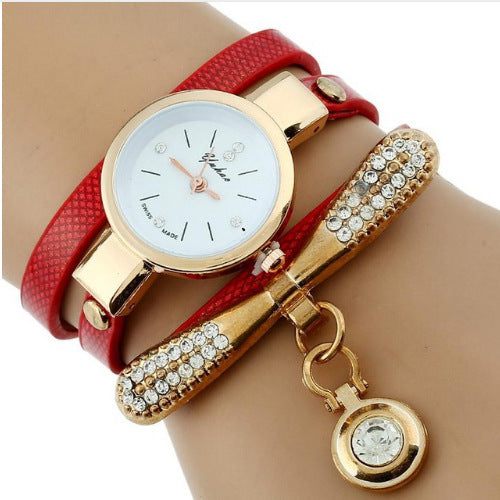 Reloj Gnova con pulsera dorada y diamantes de imitación