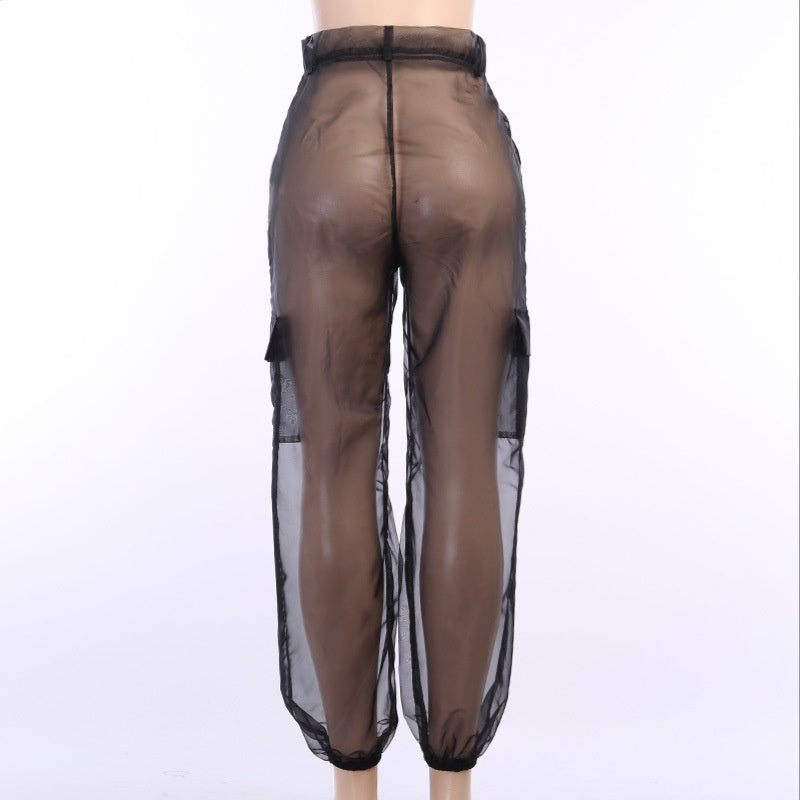 Mesh See-through Baggy Trousers