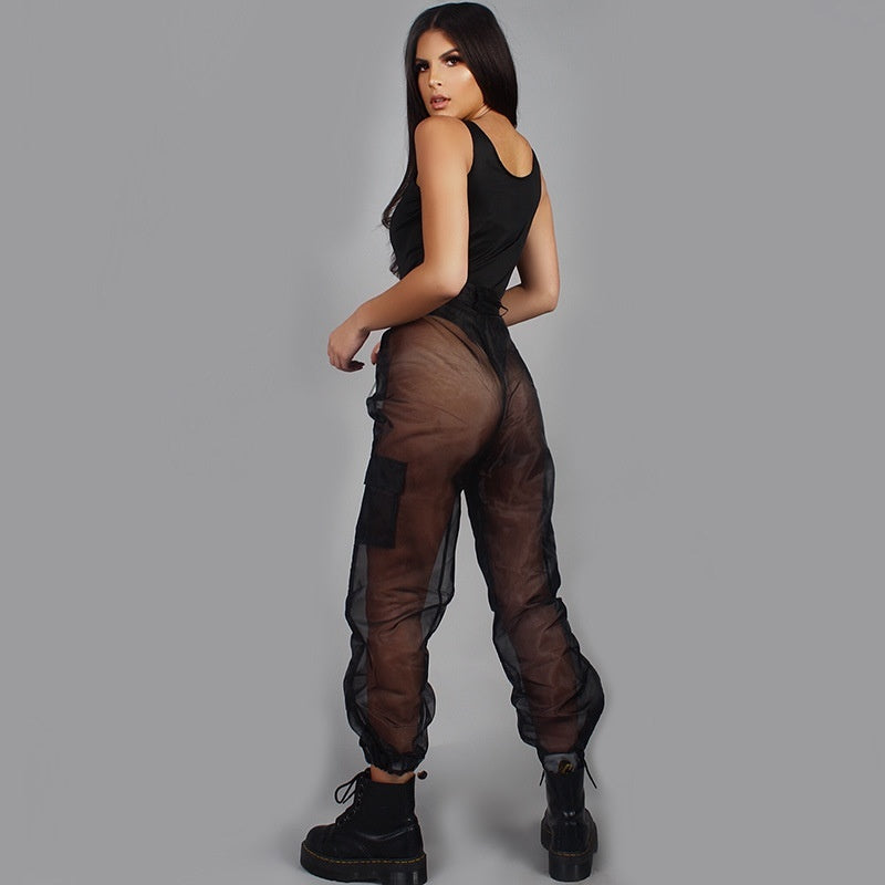 Mesh See-through Baggy Trousers