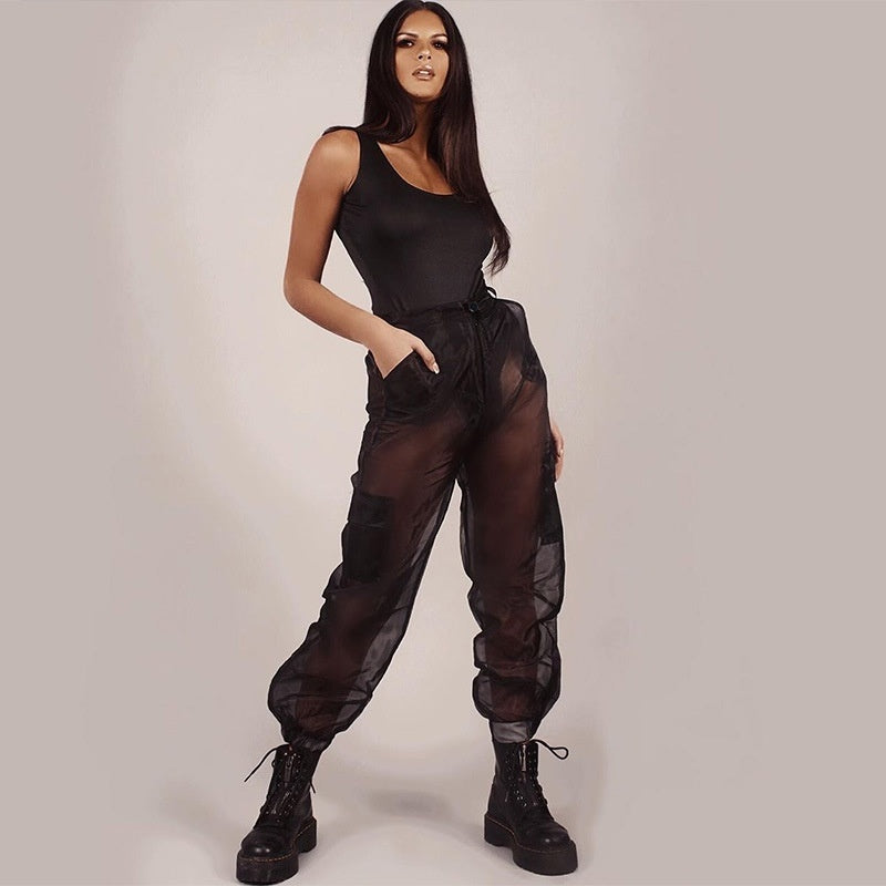 Mesh See-through Baggy Trousers