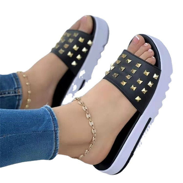 Stud Wedge Sandals