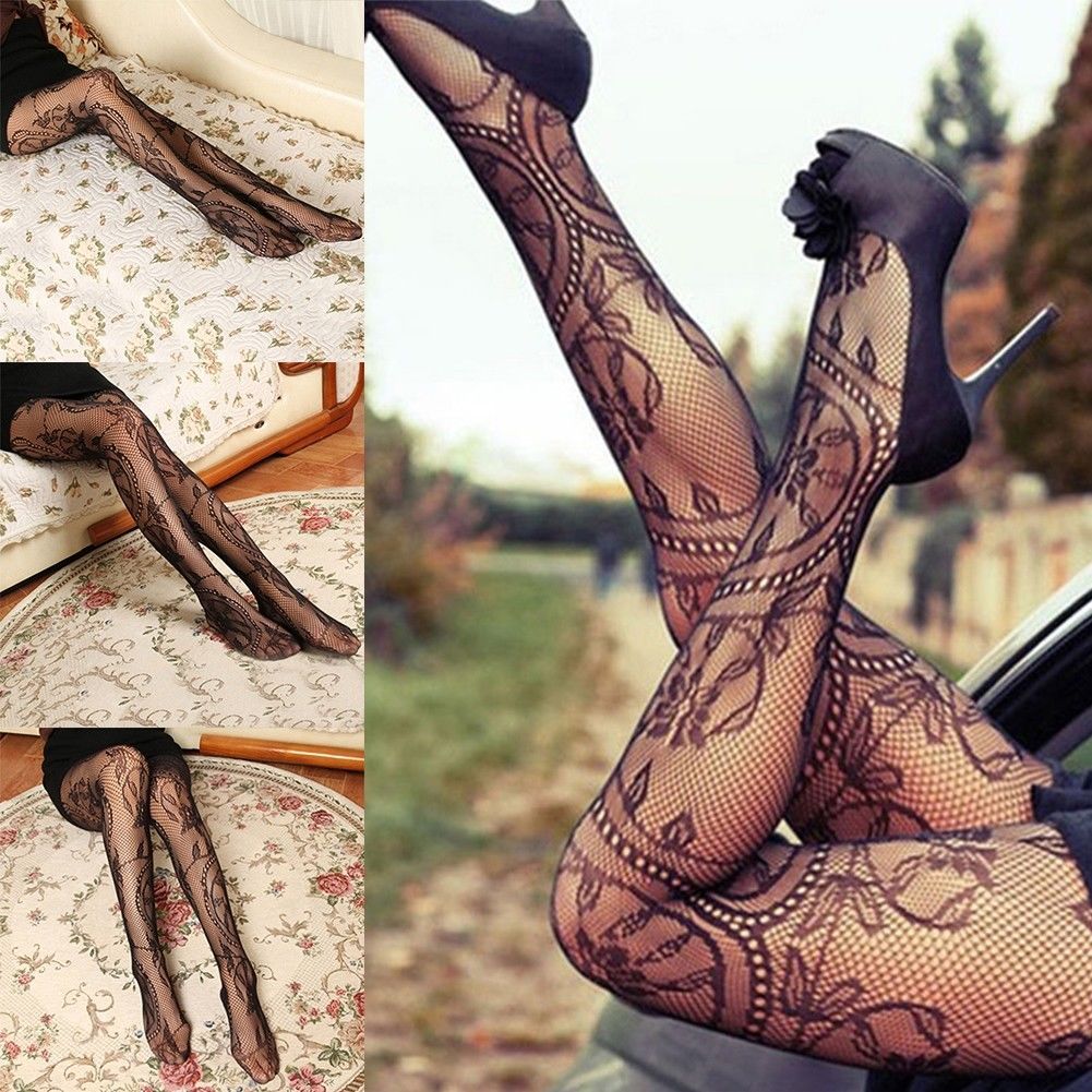 Lace Jacquard Slim-fit Pantyhose Tights