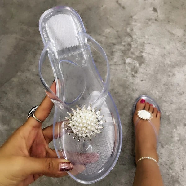 Pearl Flower Flip-flop Shoes