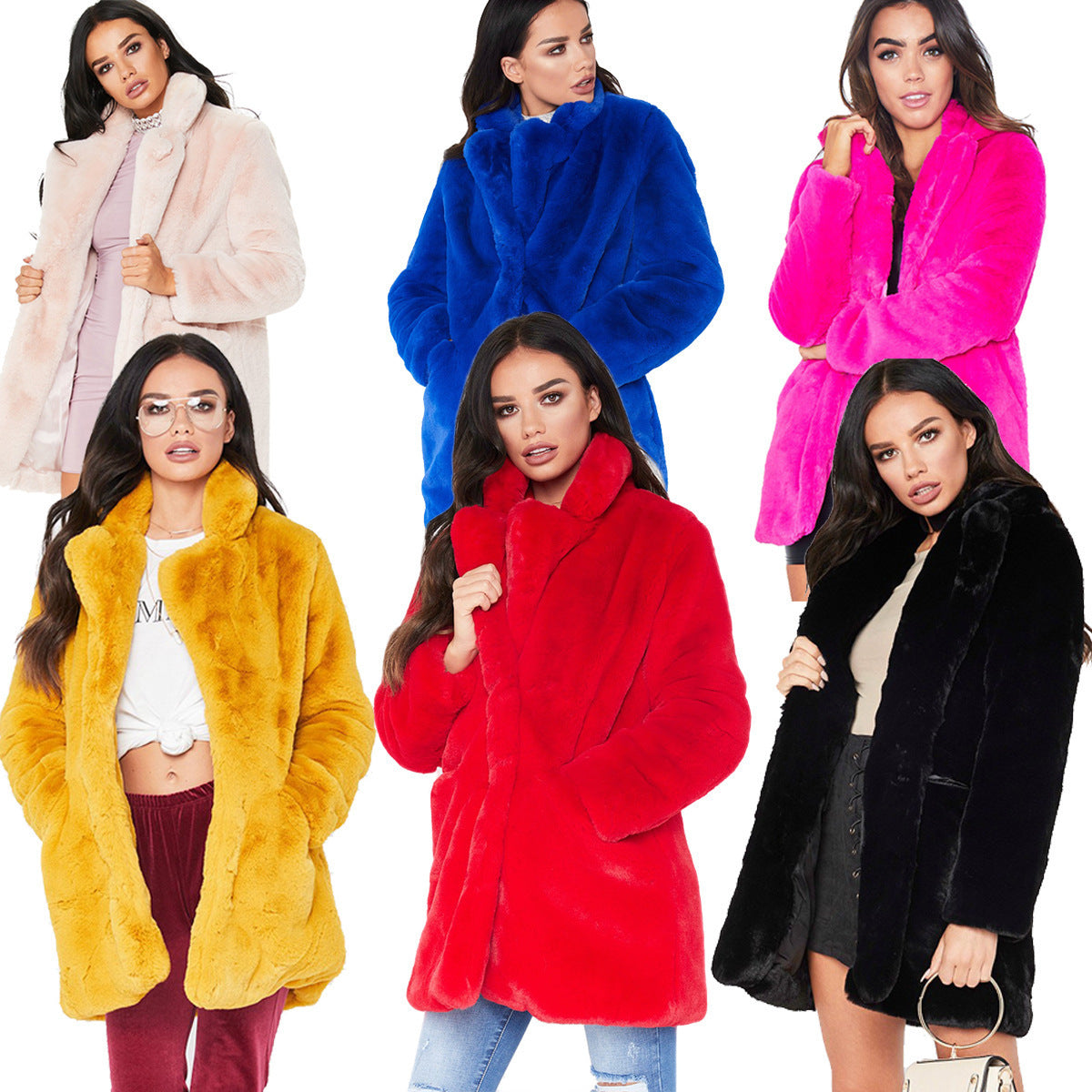 Faux Fur Thick Long Sleeve Coat