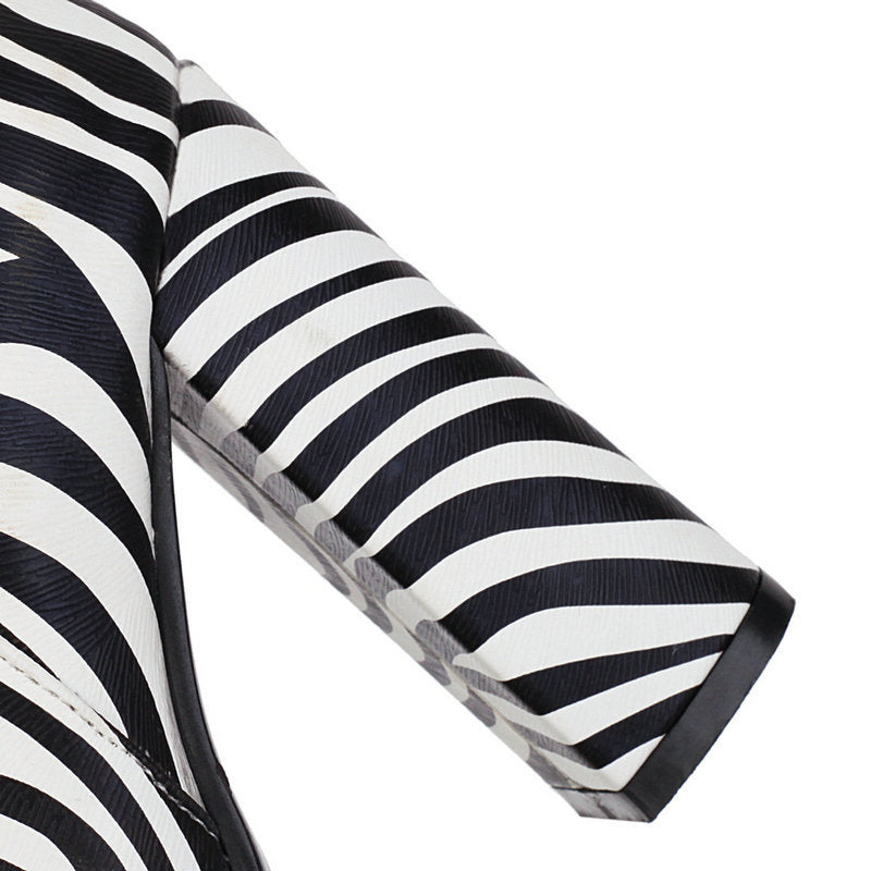 Animal Print Long Knee-high Thick High-heeled Boots