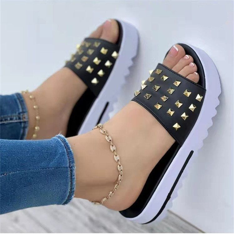 Stud Wedge Sandals