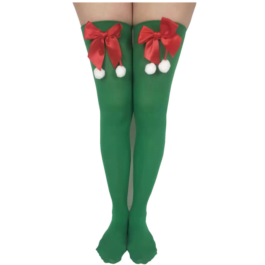 Christmas Bow Long Socks