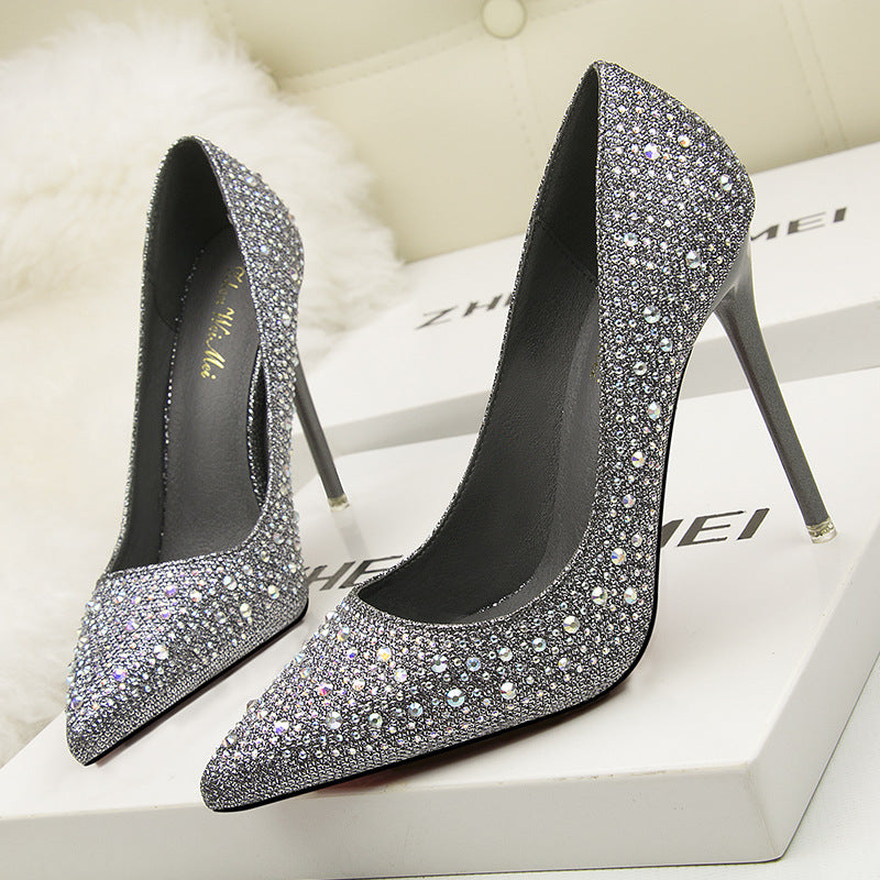 Rhinestone Pointed Toe Stiletto Heels