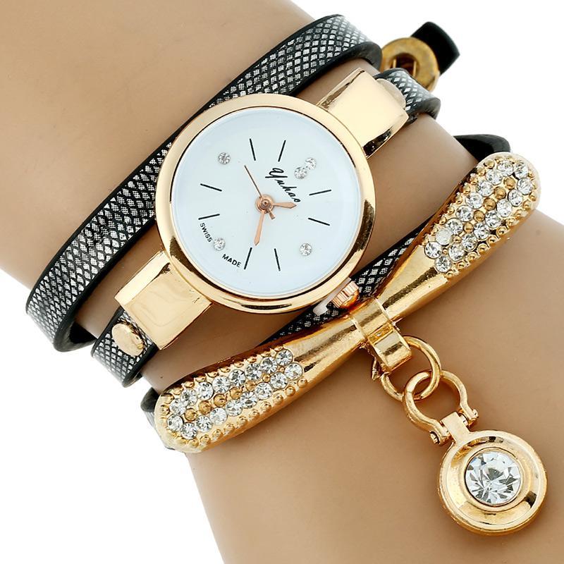 Reloj Gnova con pulsera dorada y diamantes de imitación