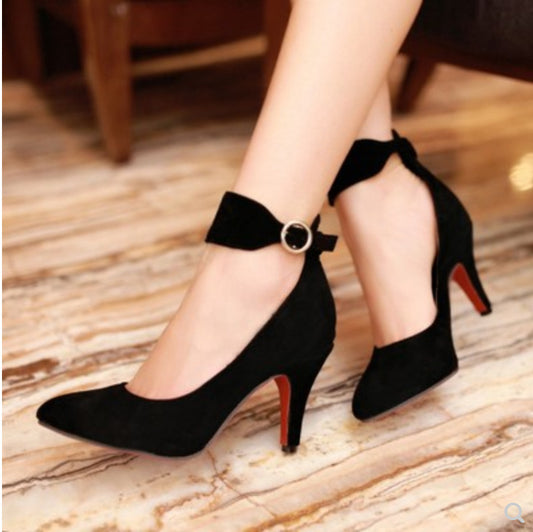 Suede Pointed High Heel Shoes