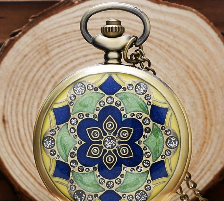 Taschenuhr mit Diamantblume