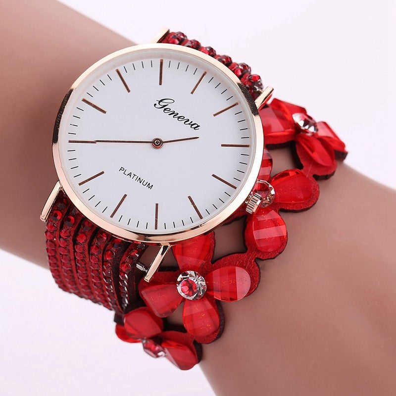 Reloj de pulsera con flores de Ginebra