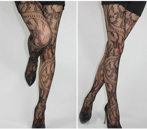Lace Jacquard Slim-fit Pantyhose Tights