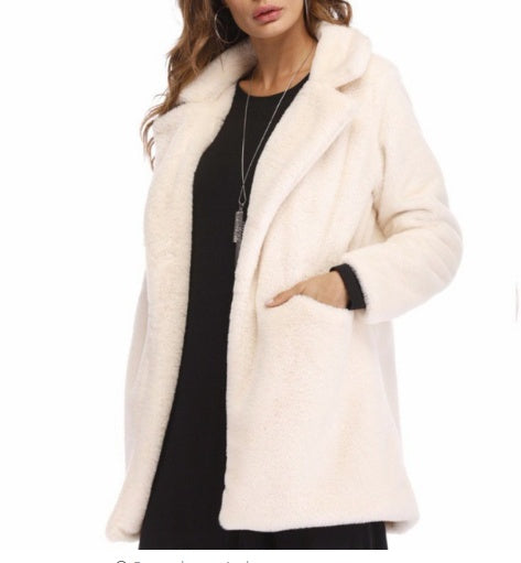 Faux Fur Thick Long Sleeve Coat