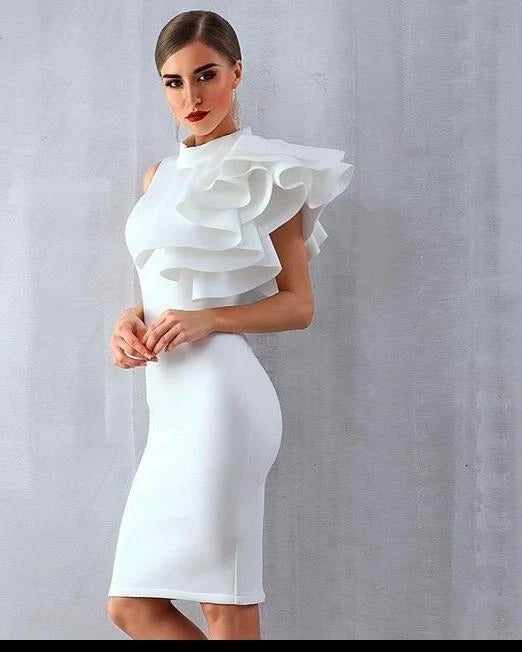 One-shoulder Ruffle Dress