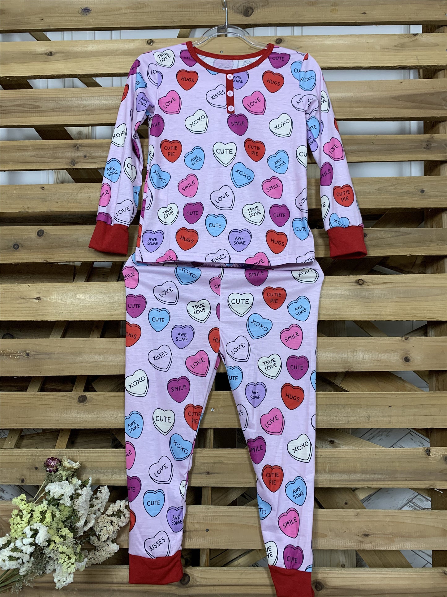 Love Print Casual Home Parent Child Pajamas Set