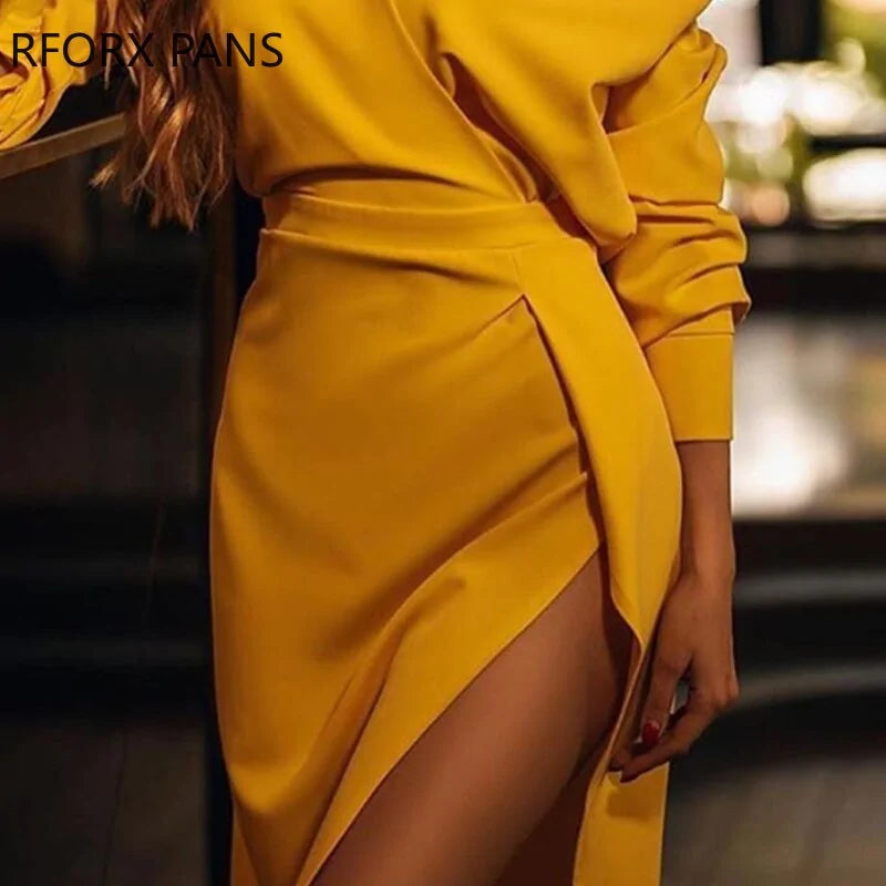 Off-shoulder Long Sleeve Dress