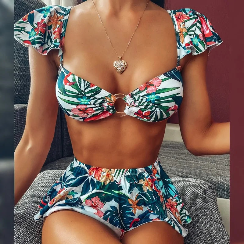 Ruffle High Waist Bikini Set