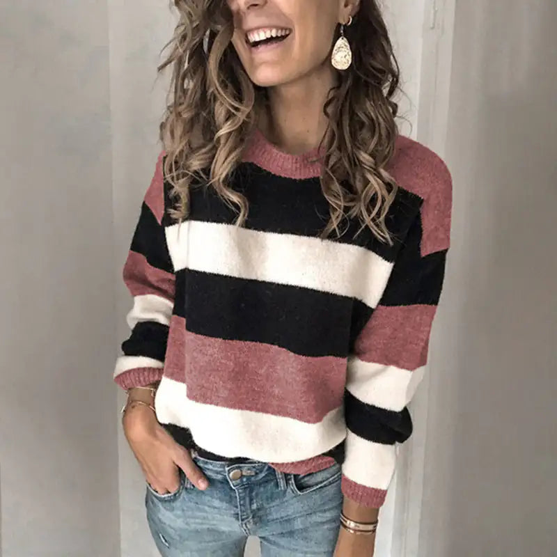 Stripe Knit Long-sleeve Sweater