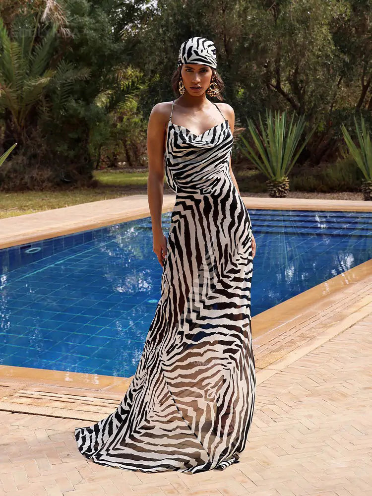 Zebra Print Side Split Dress