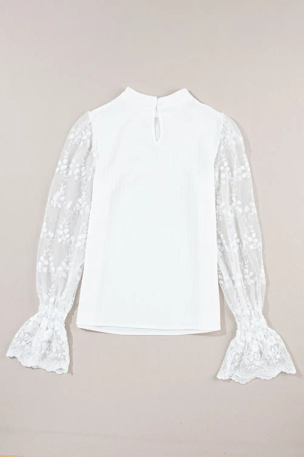 Embroidered Lace Mesh Long Sleeve Blouse