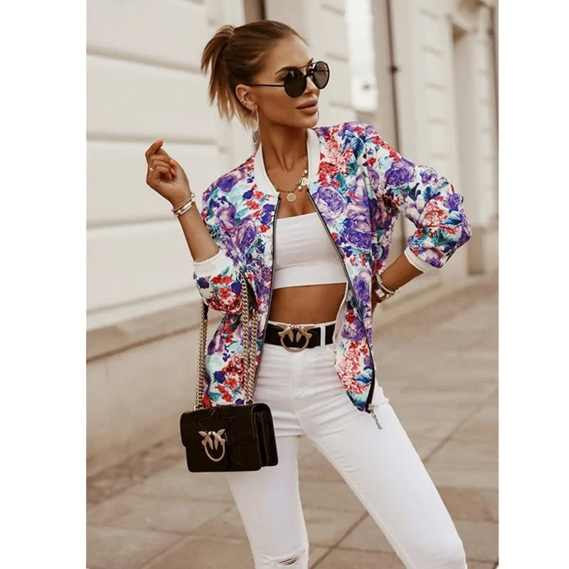 Floral Print Long Sleeve Jacket