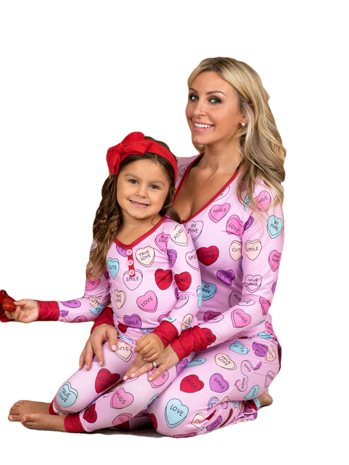 Love Print Casual Home Parent Child Pajamas Set