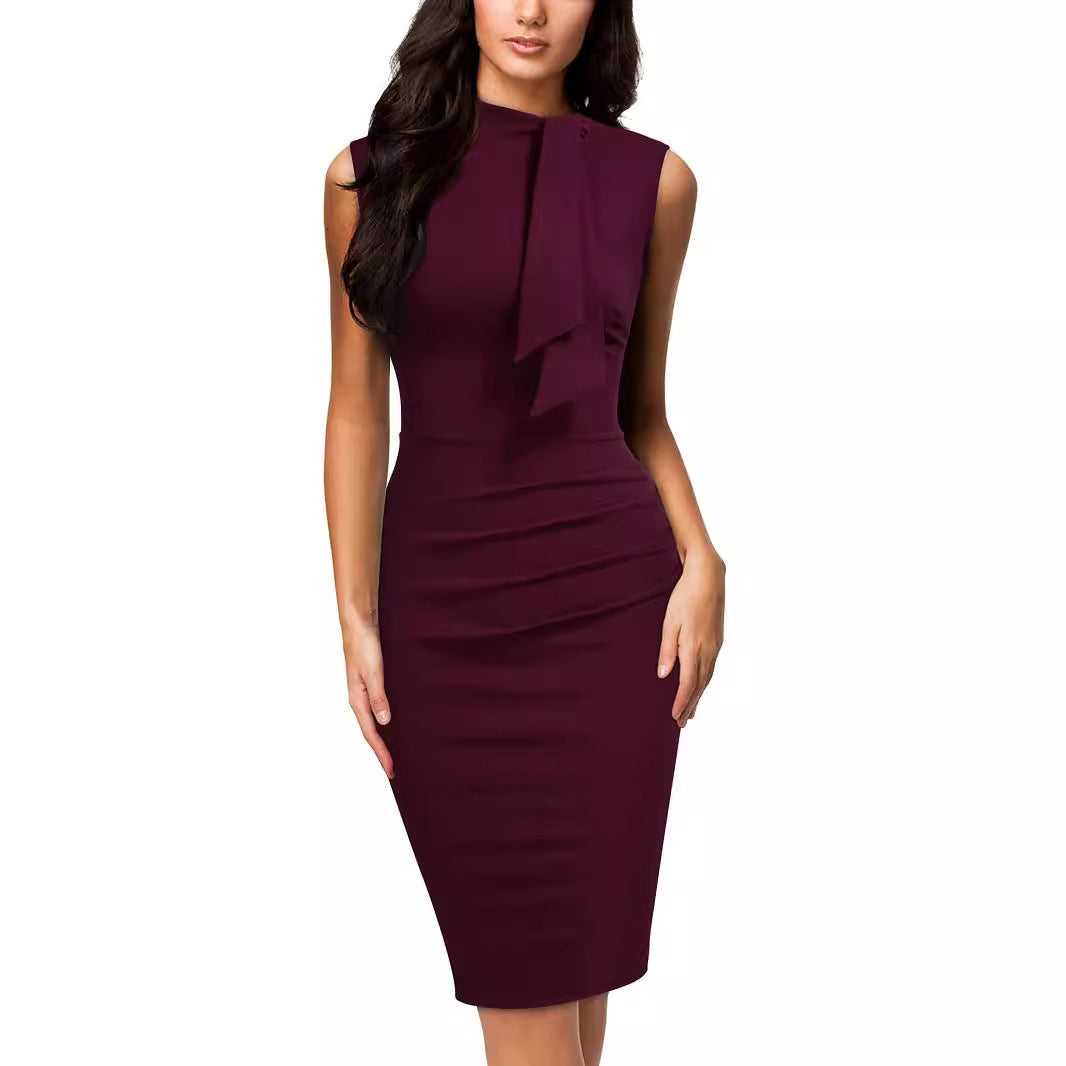 Halter-neck Tie-Bow Sleeveless Dress
