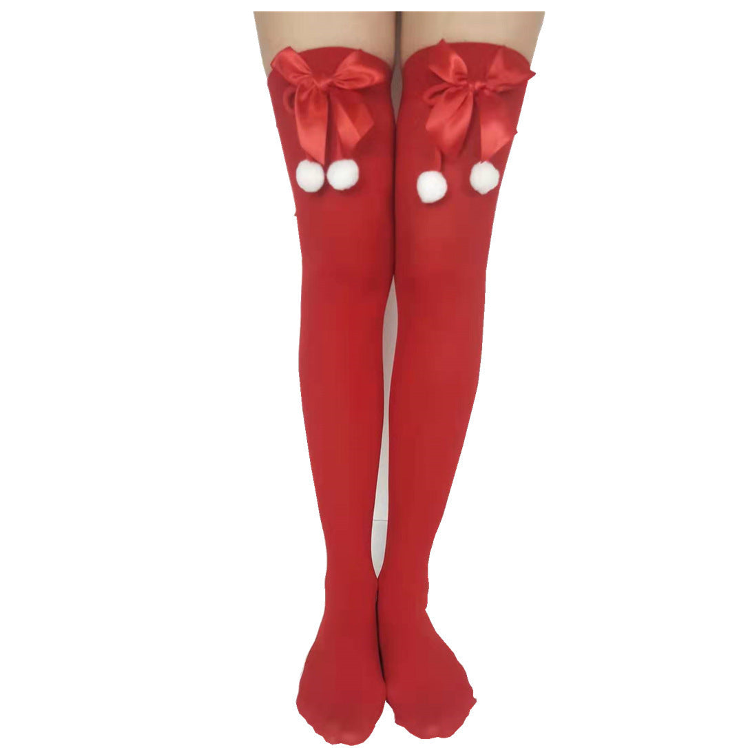 Christmas Bow Long Socks