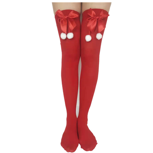 Christmas Bow Long Socks