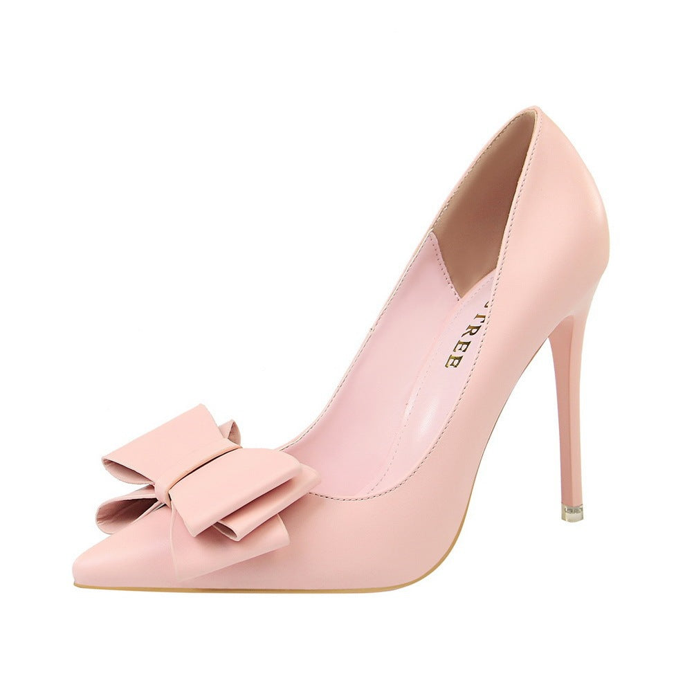 Bow Pointed Toe High Heel Shoes