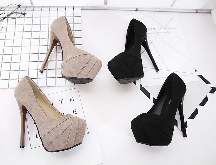 Suede Stiletto Platform Shoes