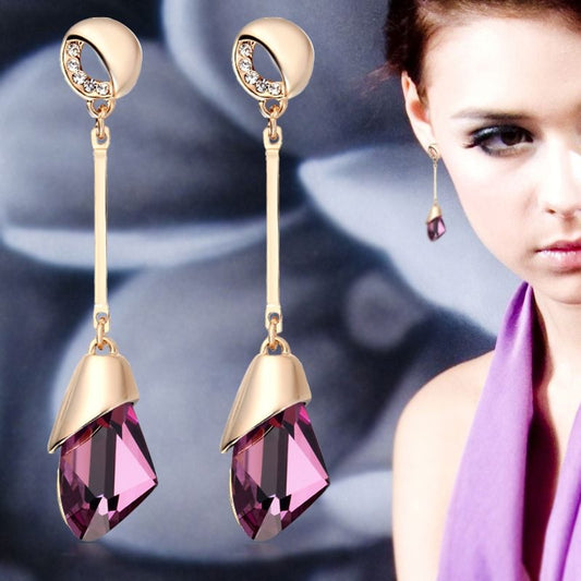 Pendientes colgantes de cristal