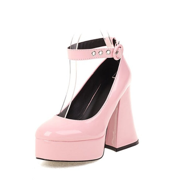 Platform Buckle Chunky Heel Shoes