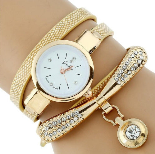 Reloj Gnova con pulsera dorada y diamantes de imitación