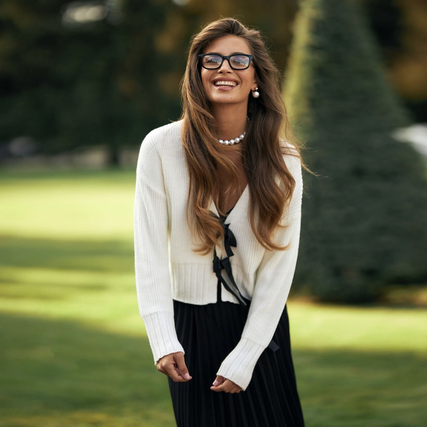 French-style Bow Sweater Cardigan