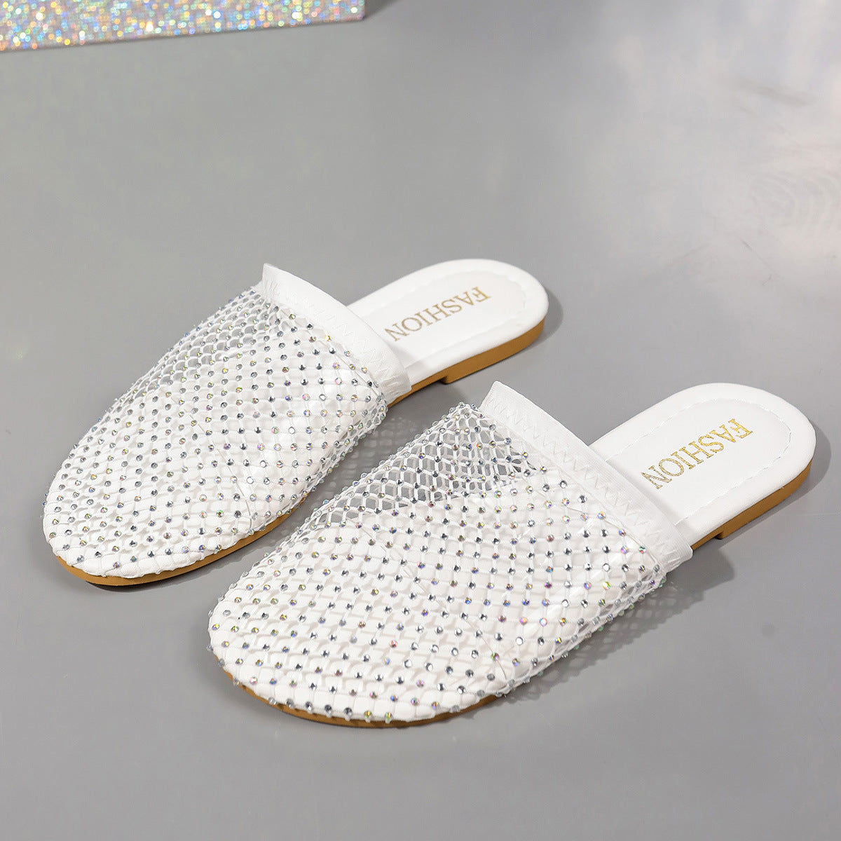 Hollow Rhinestones Flat Sandals