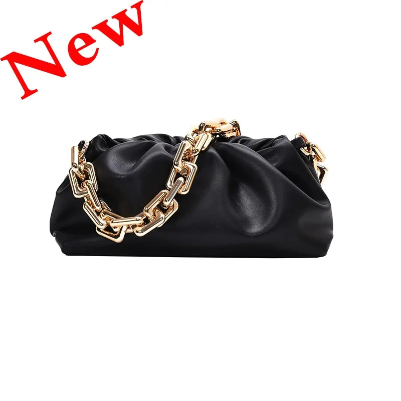 Chain Strap Soft PU Leather Cloud Bag