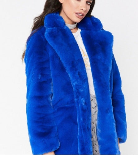 Faux Fur Thick Long Sleeve Coat