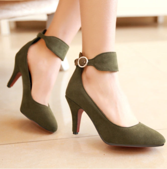 Suede Pointed High Heel Shoes