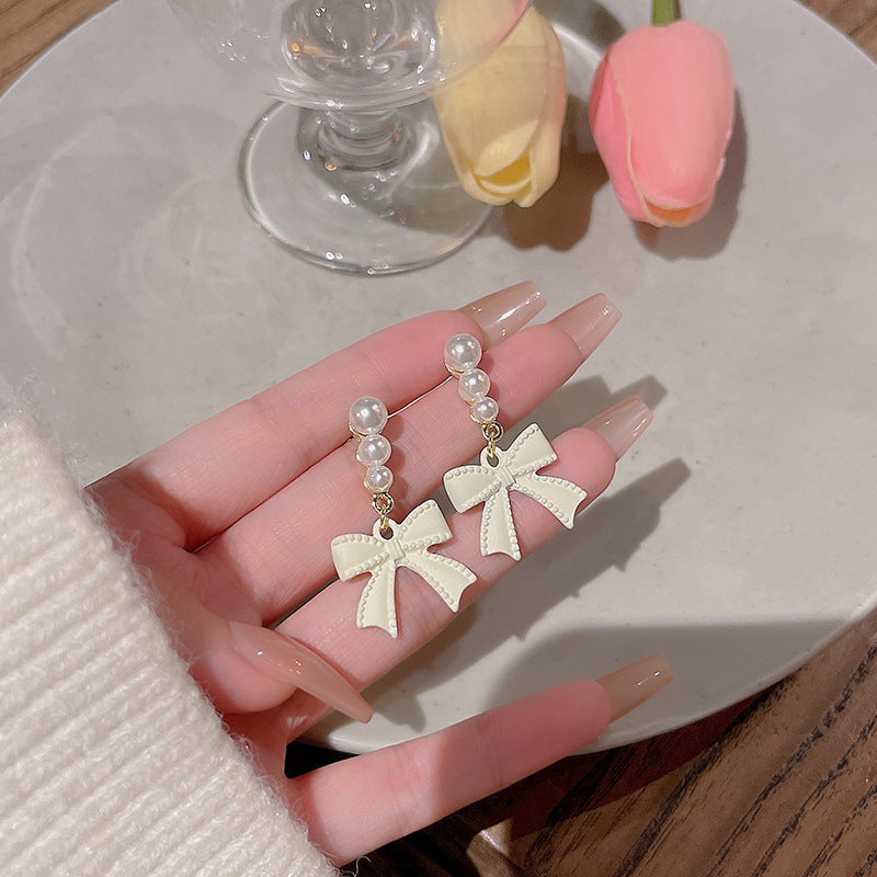 Bow Pearl Drop Earrings