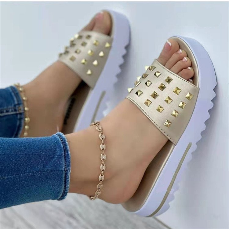 Stud Wedge Sandals