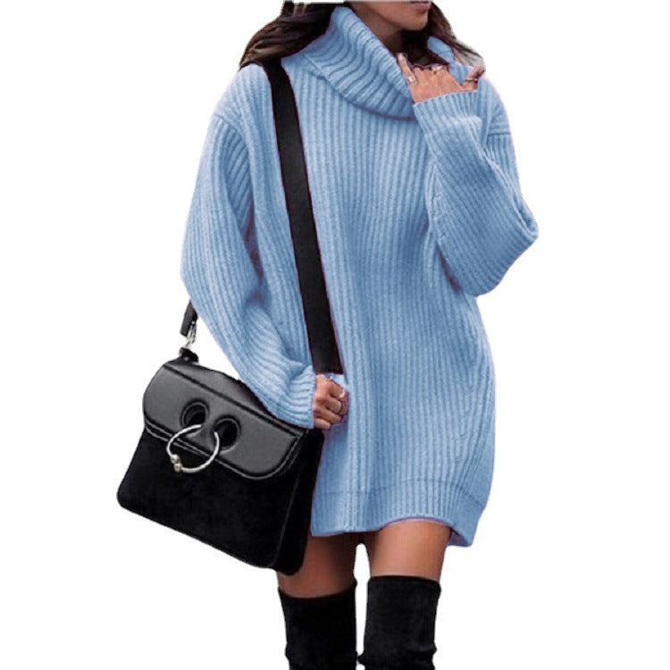 Knit Roller-neck Thick Large Sweater Dress