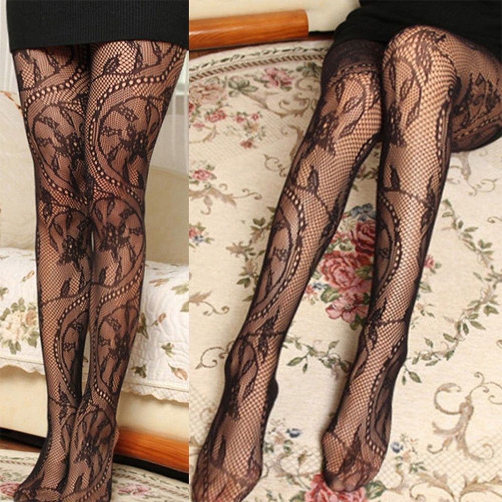 Lace Jacquard Slim-fit Pantyhose Tights