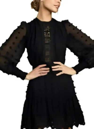 Embroidered Lace Long Sleeve Dress