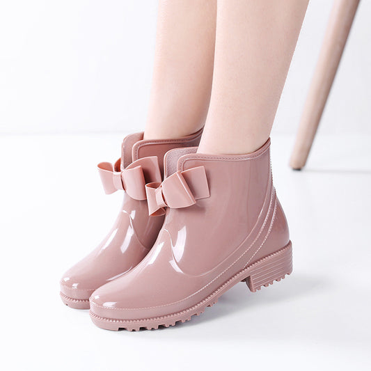 Plastic Bow Short Rain Boots